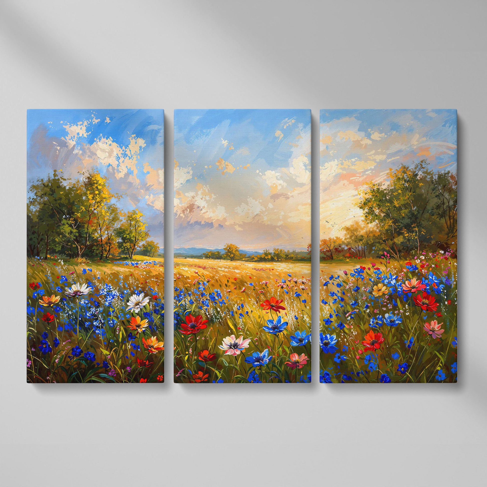 Wildflower Meadow Canvas Print as 3-panel split version