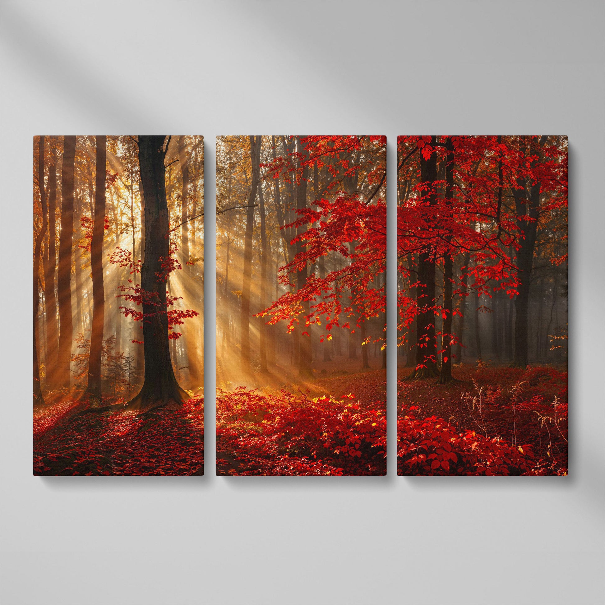 Enchanted Autumn Forest Canvas Print as 3-panel split version