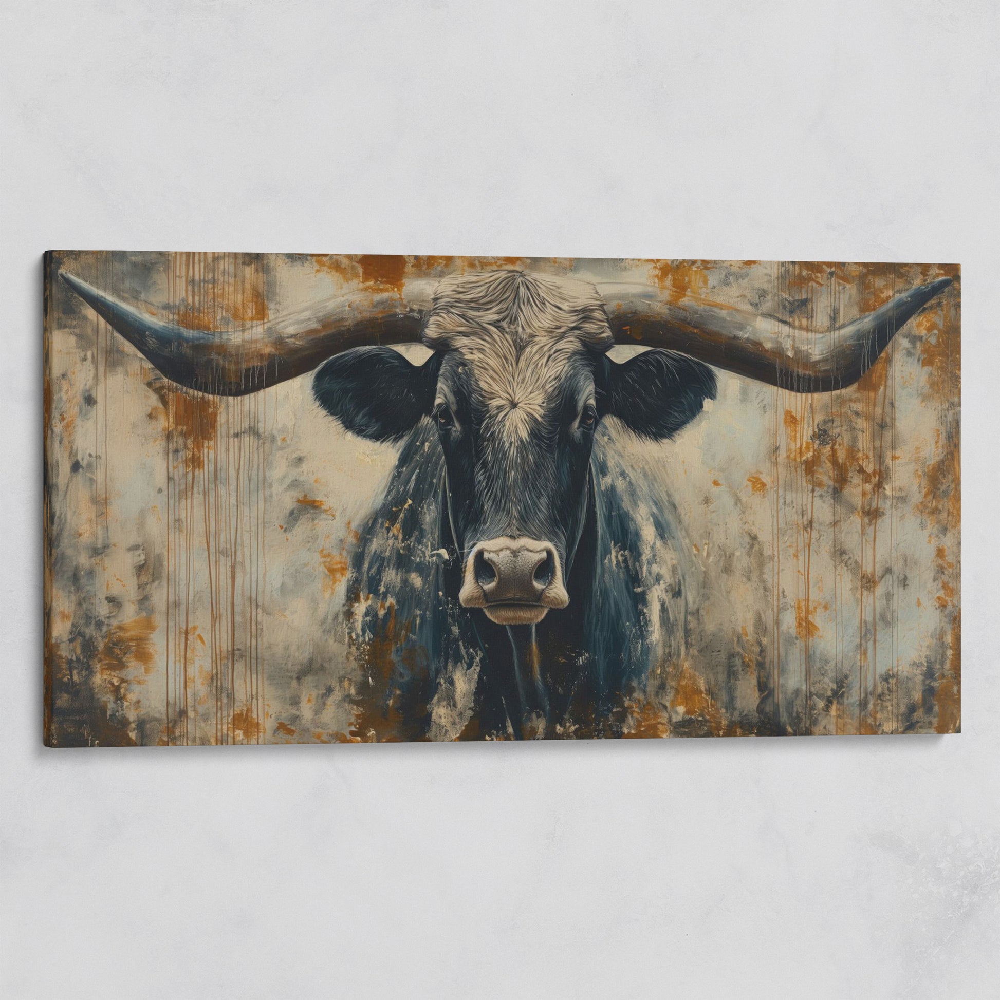 Rustic Bull Longhorn Canvas Print on gallery wrap