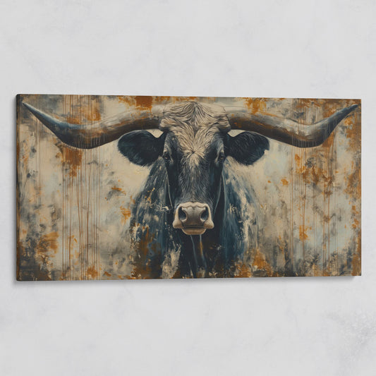 Rustic Bull Longhorn Canvas Print on gallery wrap