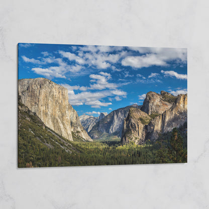 Yosemite Valley Landscape Canvas with Rocky Cliffs on gallery wrap