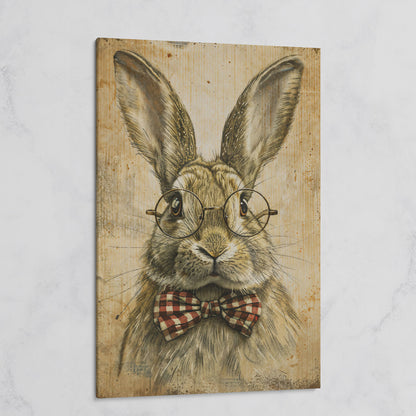 Vintage Scholar Bunny Canvas on gallery wrap