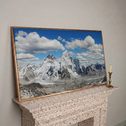 Everest Summit Himalayan Panorama Canvas in rose gold floating frame