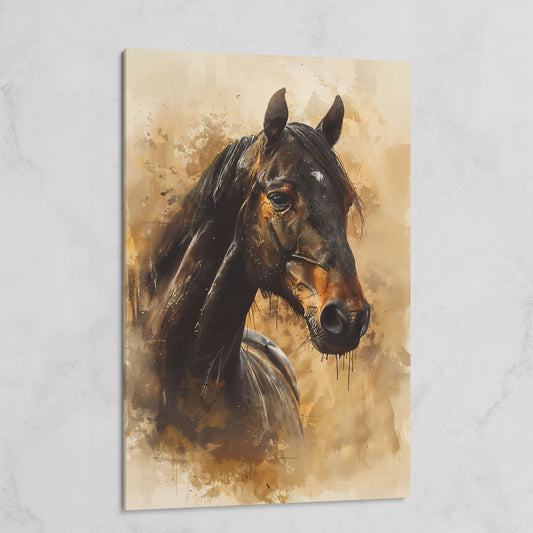 Brown Horse Portrait Canvas Print on gallery wrap