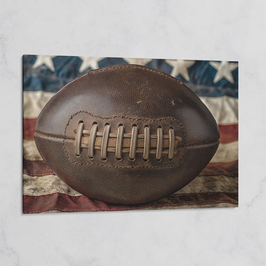 Vintage Football & Flag Canvas Print on gallery wrap