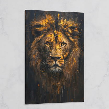 Majestic Lion Golden Abstract Canvas on gallery wrap