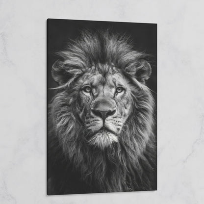 Black and White Lion Portrait Canvas on gallery wrap