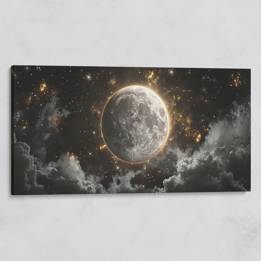 Full Moon Canvas Print with Celestial Detail on gallery wrap