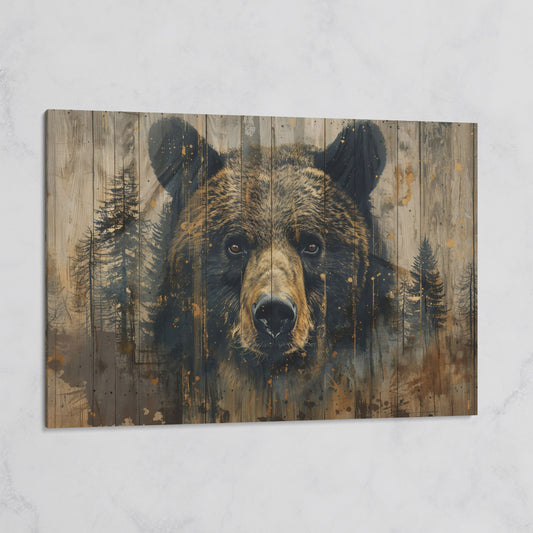 Forest Bear Portrait Canvas on gallery wrap