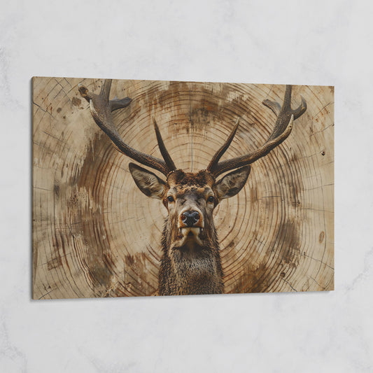 Deer Close-Up Canvas Print in Rustic Sepia on gallery wrap