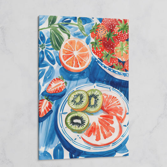 Vivid Fruits on Plates Canvas Print for Kitchen Walls on gallery wrap