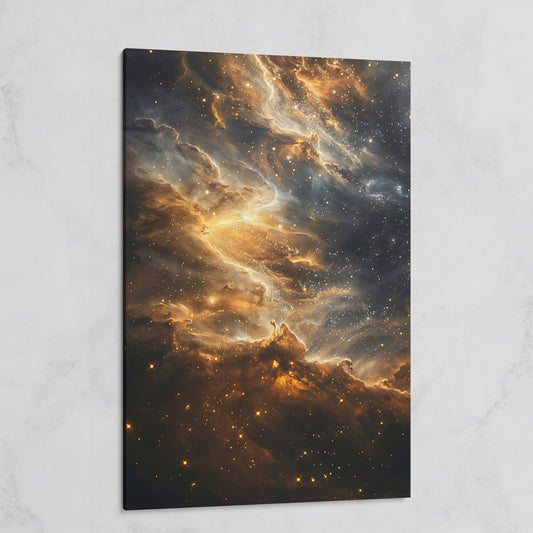 Starry Galaxy Canvas Print with Nebula in Sienna and Blue on gallery wrap