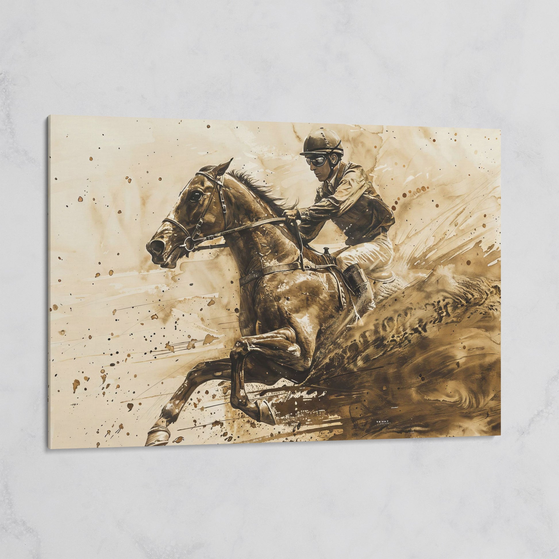 Vintage Jockey Horse Racing Canvas on gallery wrap