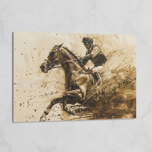 Vintage Jockey Horse Racing Canvas on gallery wrap
