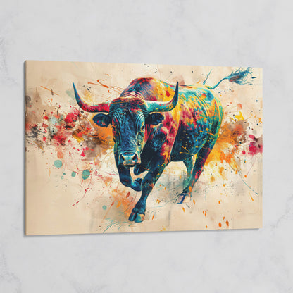 Charging Bull Abstract Canvas Wall Art on gallery wrap