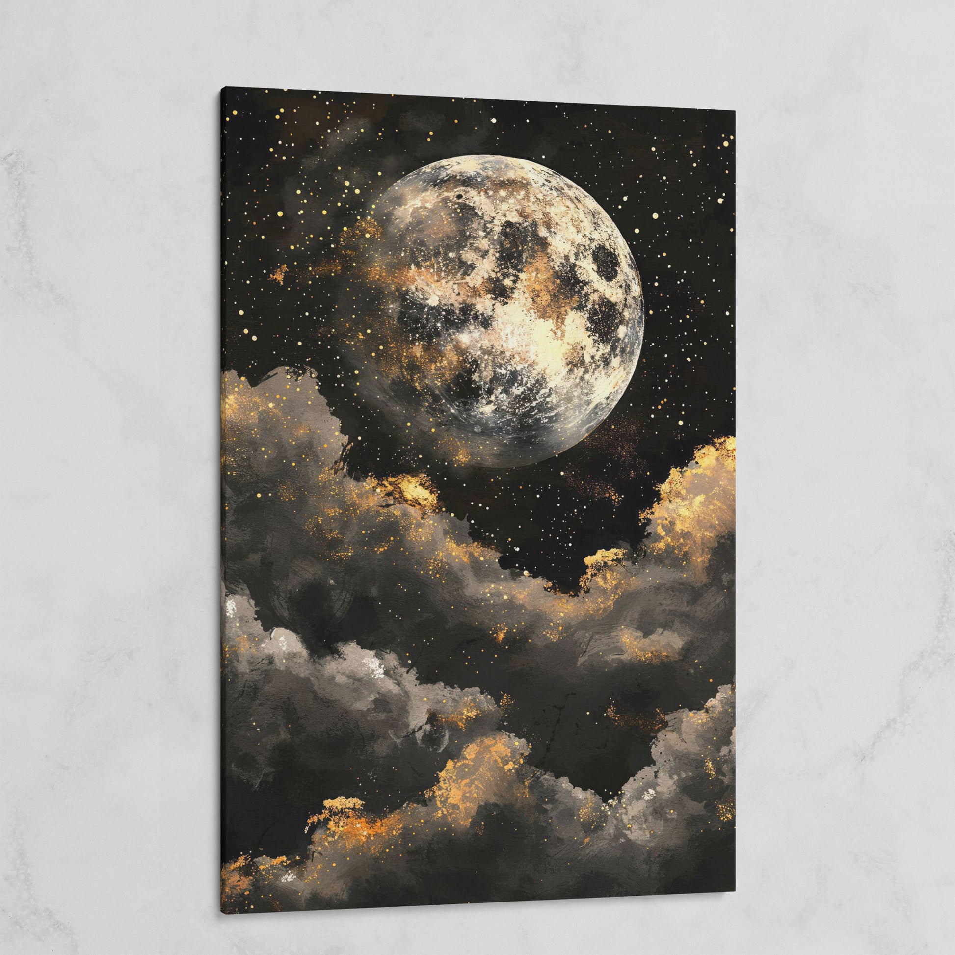 Moonrise Over Golden Clouds Canvas Art on gallery wrap