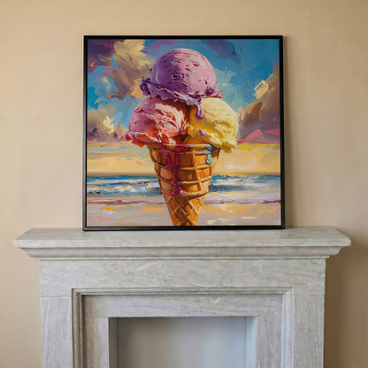 Vibrant Dessert Canvas Print in black floating frame