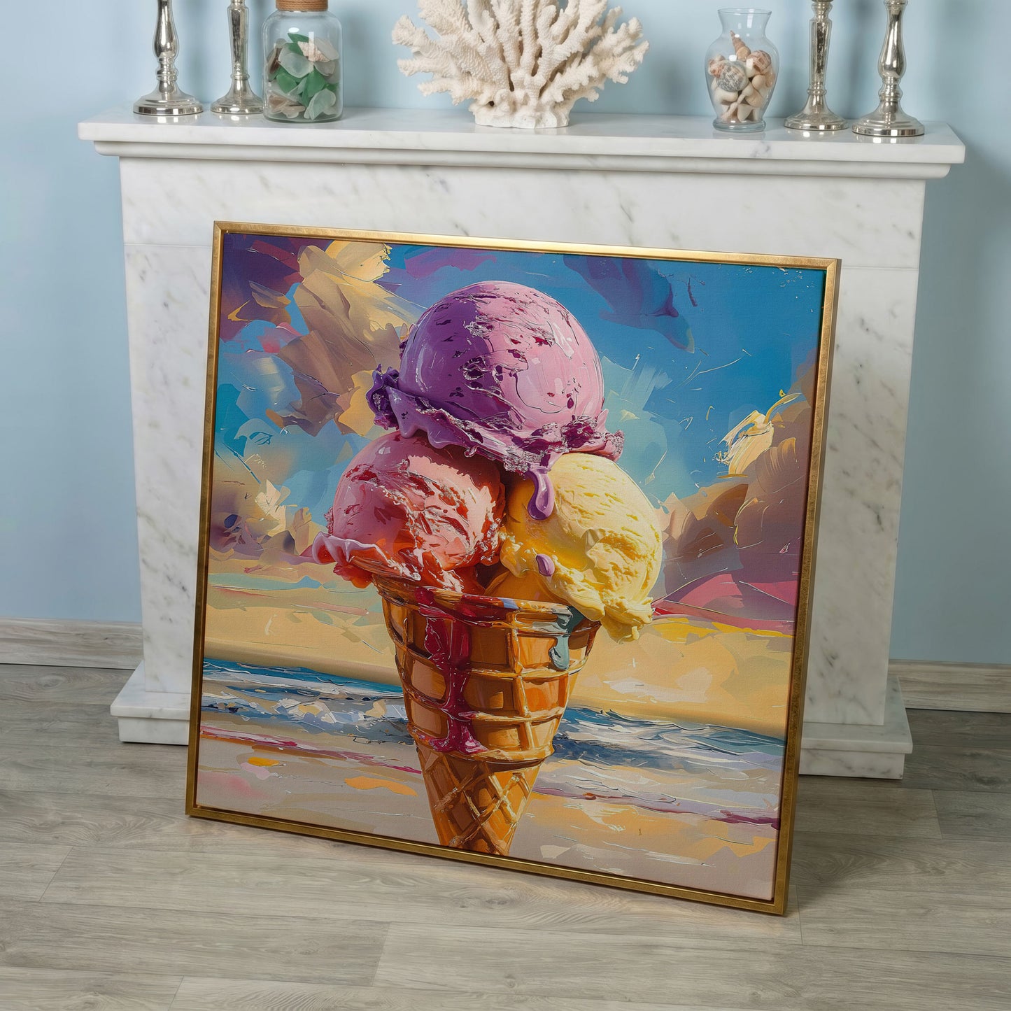Vibrant Dessert Canvas Print in rose gold floating frame