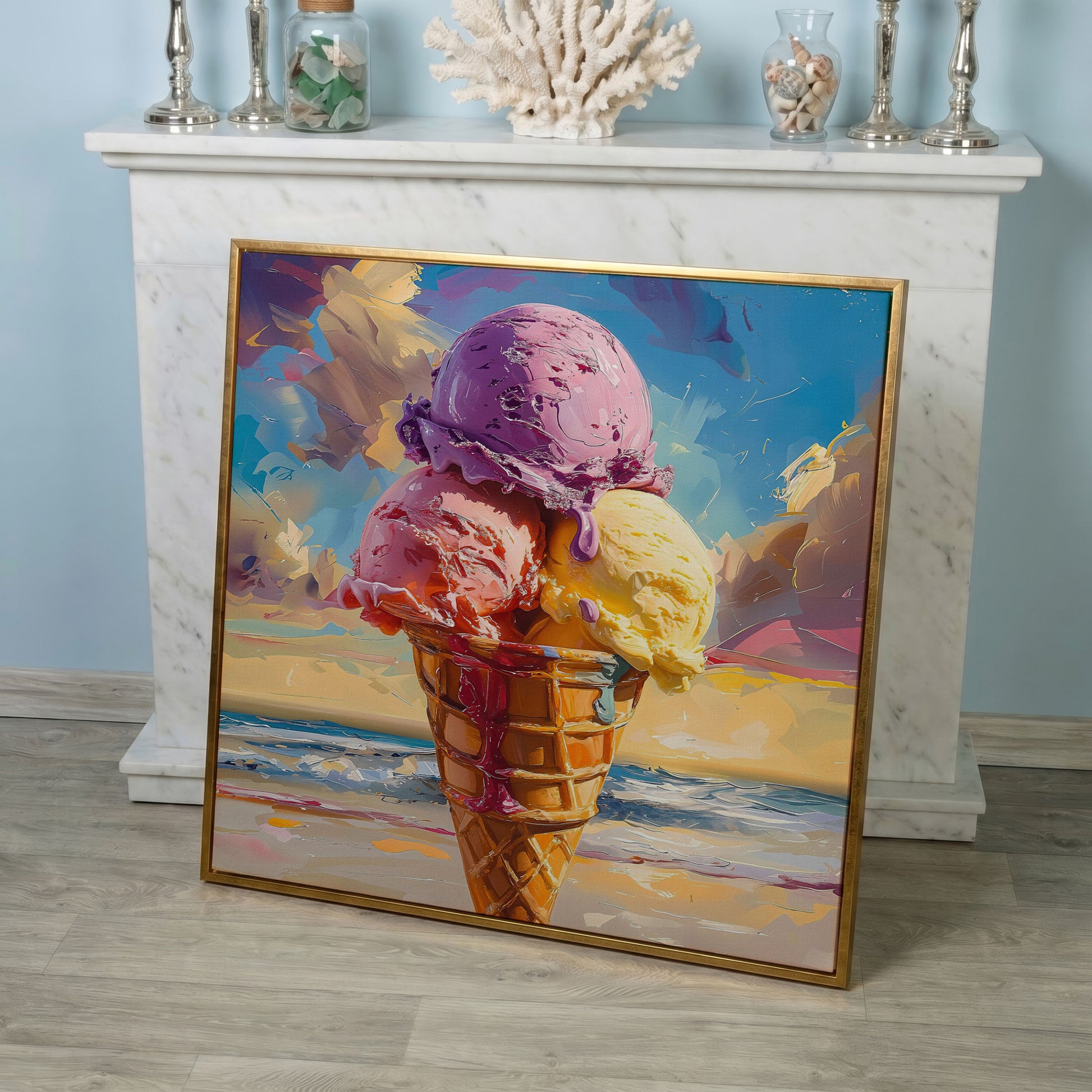 Vibrant Dessert Canvas Print in rose gold floating frame