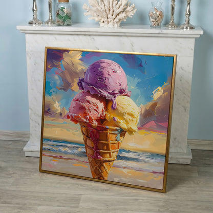 Vibrant Dessert Canvas Print in rose gold floating frame