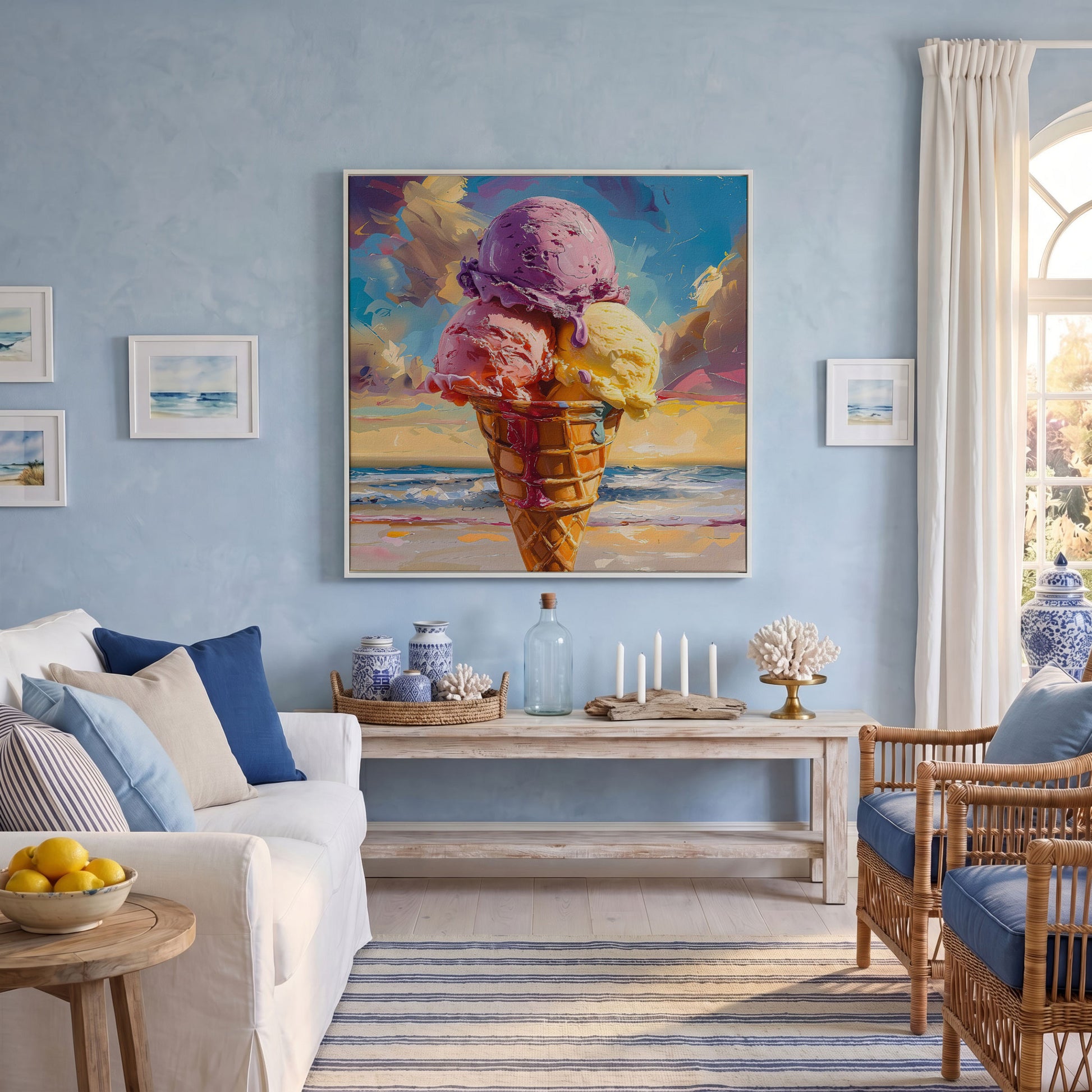 Vibrant Dessert Canvas Print in white floating frame