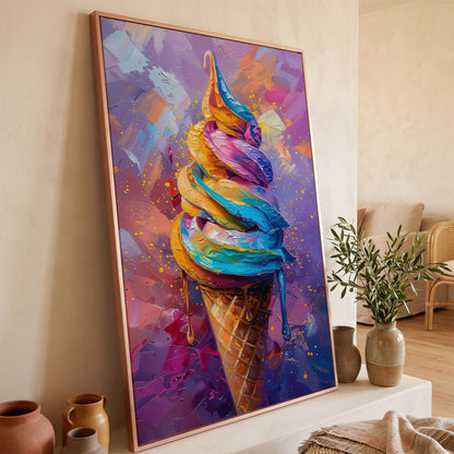Colorful Dessert Canvas Print for Kitchen Walls in rose gold floating frame