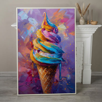 Colorful Dessert Canvas Print for Kitchen Walls in white floating frame