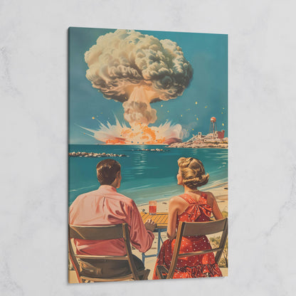 Retro Couple at Atomic Blast Canvas Print on gallery wrap