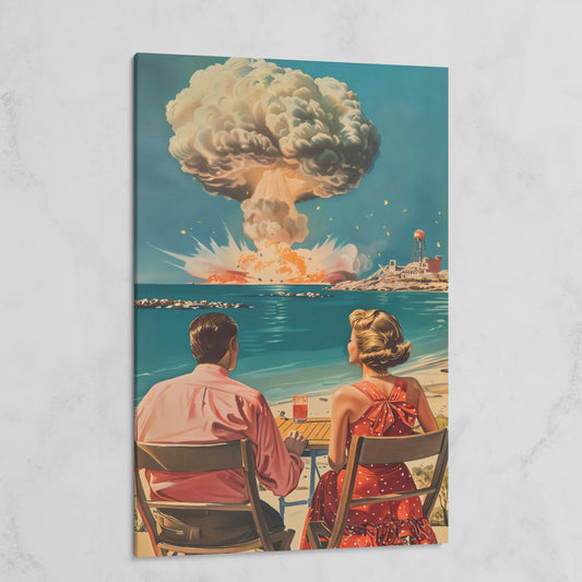 Retro Couple at Atomic Blast Canvas Print on gallery wrap