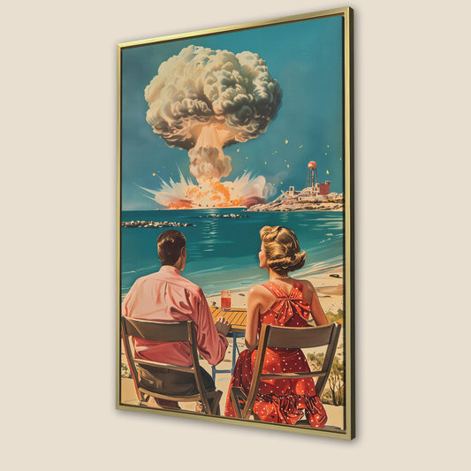 Retro Couple at Atomic Blast Canvas Print