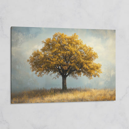 Autumn Landscape with Lone Tree Canvas on gallery wrap