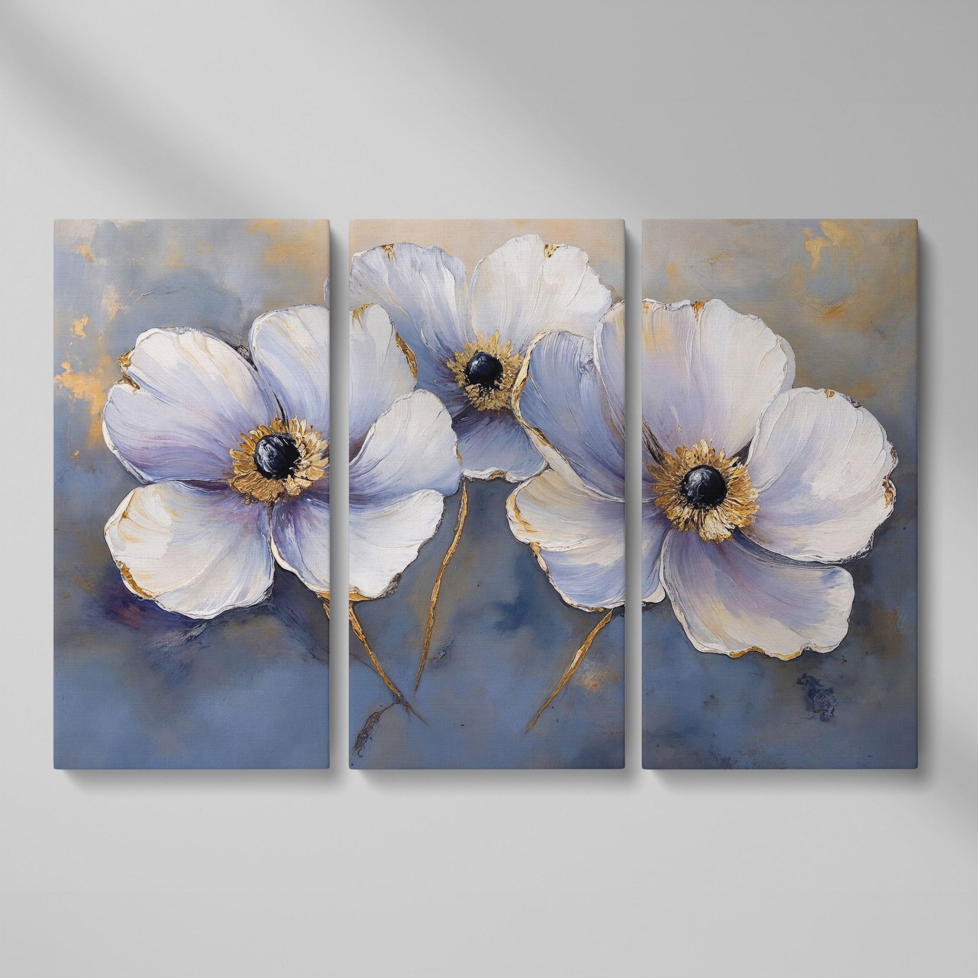 Lavender Orchids with Gold Centers Canvas Print as 3-panel split version