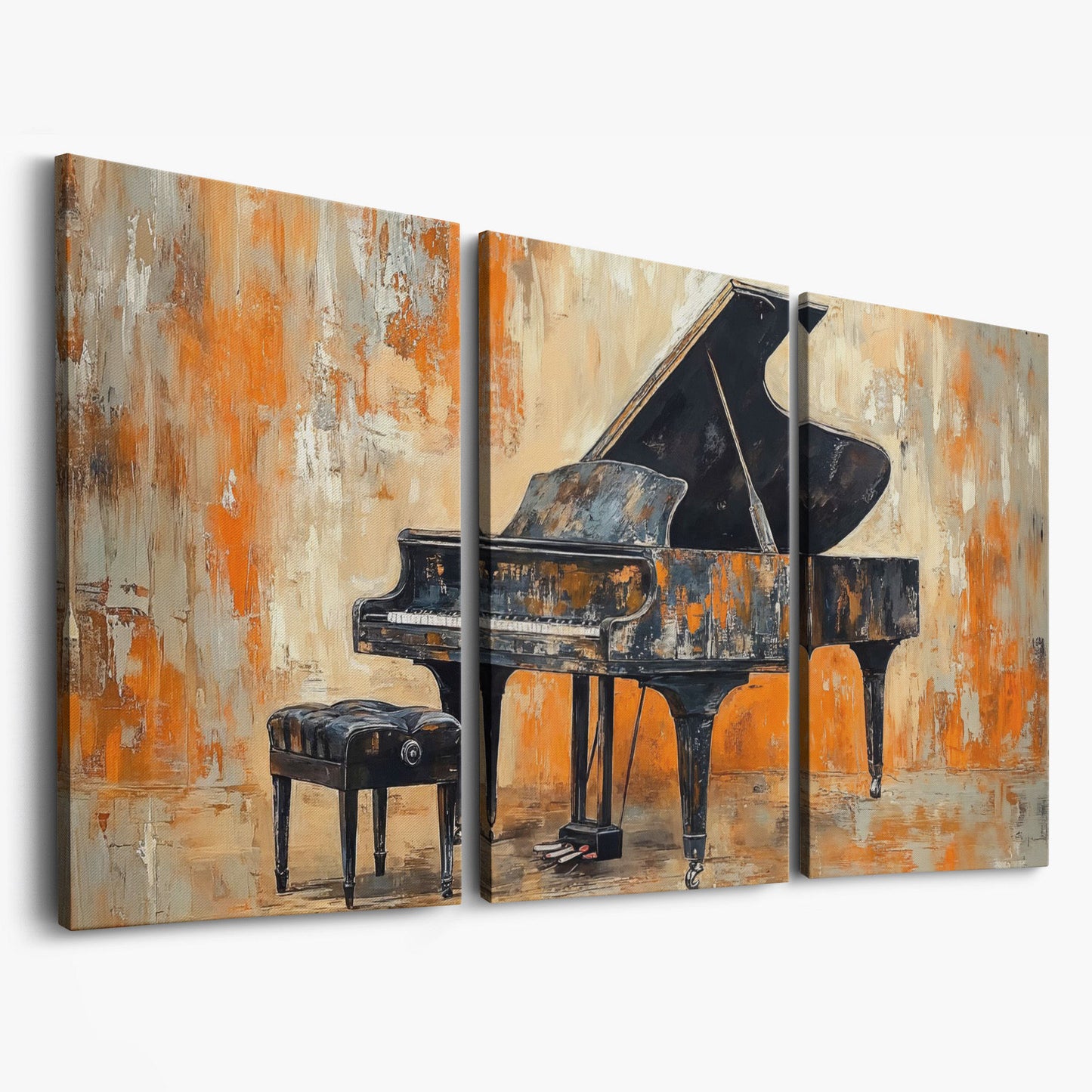 Grand Piano Canvas Print as 3-panel split version