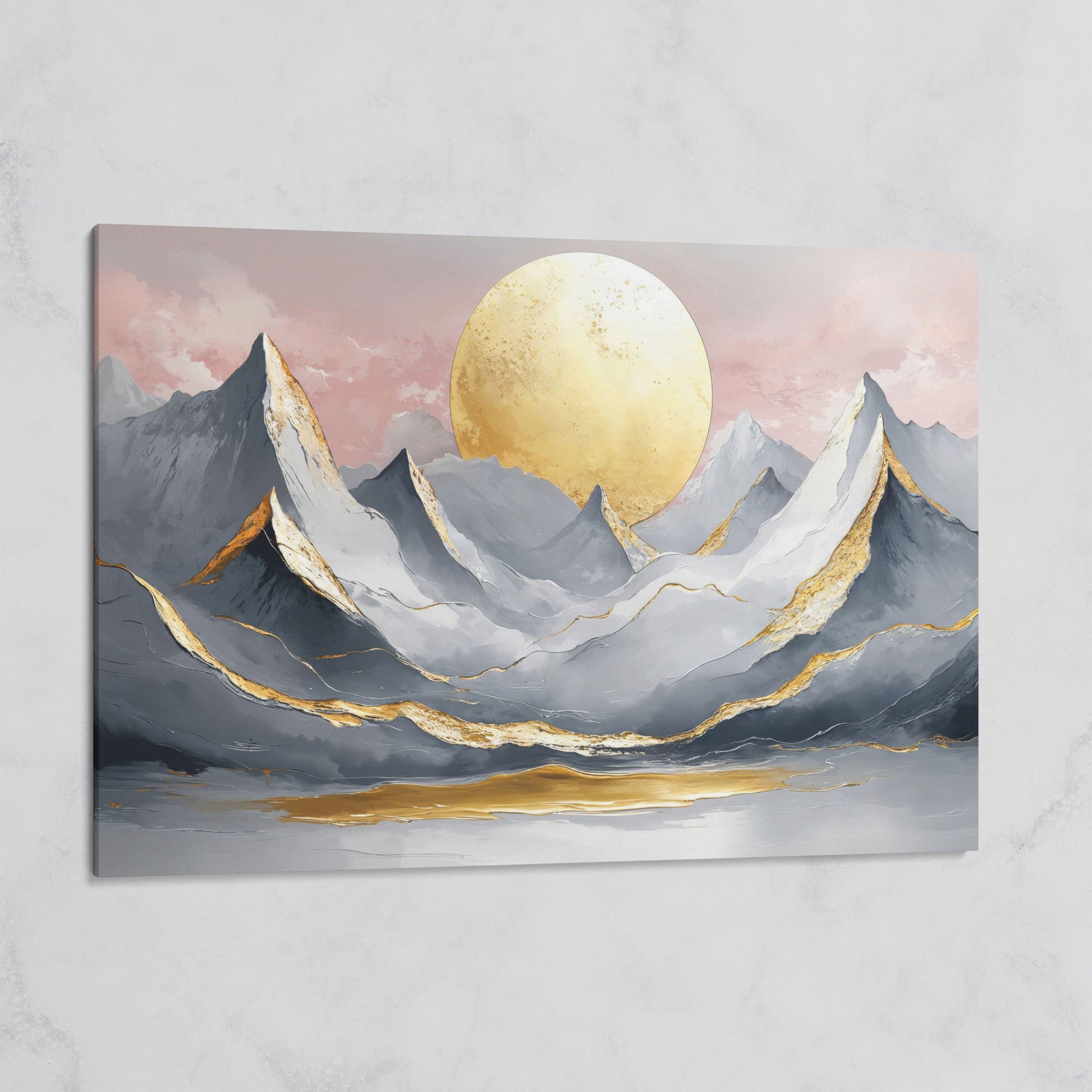Golden Sun and Mountain Peaks Canvas Print on gallery wrap