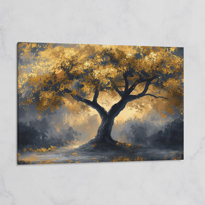 Mystical Tree with Golden Leaves Canvas Art on gallery wrap