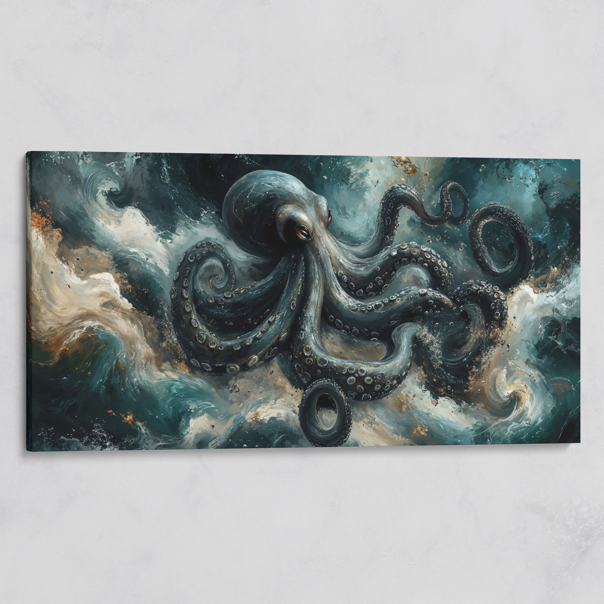 Octopus & Ocean Waves Canvas on gallery wrap
