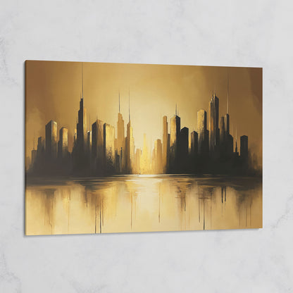 Golden Cityscape Urban Landscape Canvas on gallery wrap