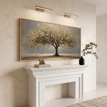 Autumn Tree of Life Canvas in white oak floating frame