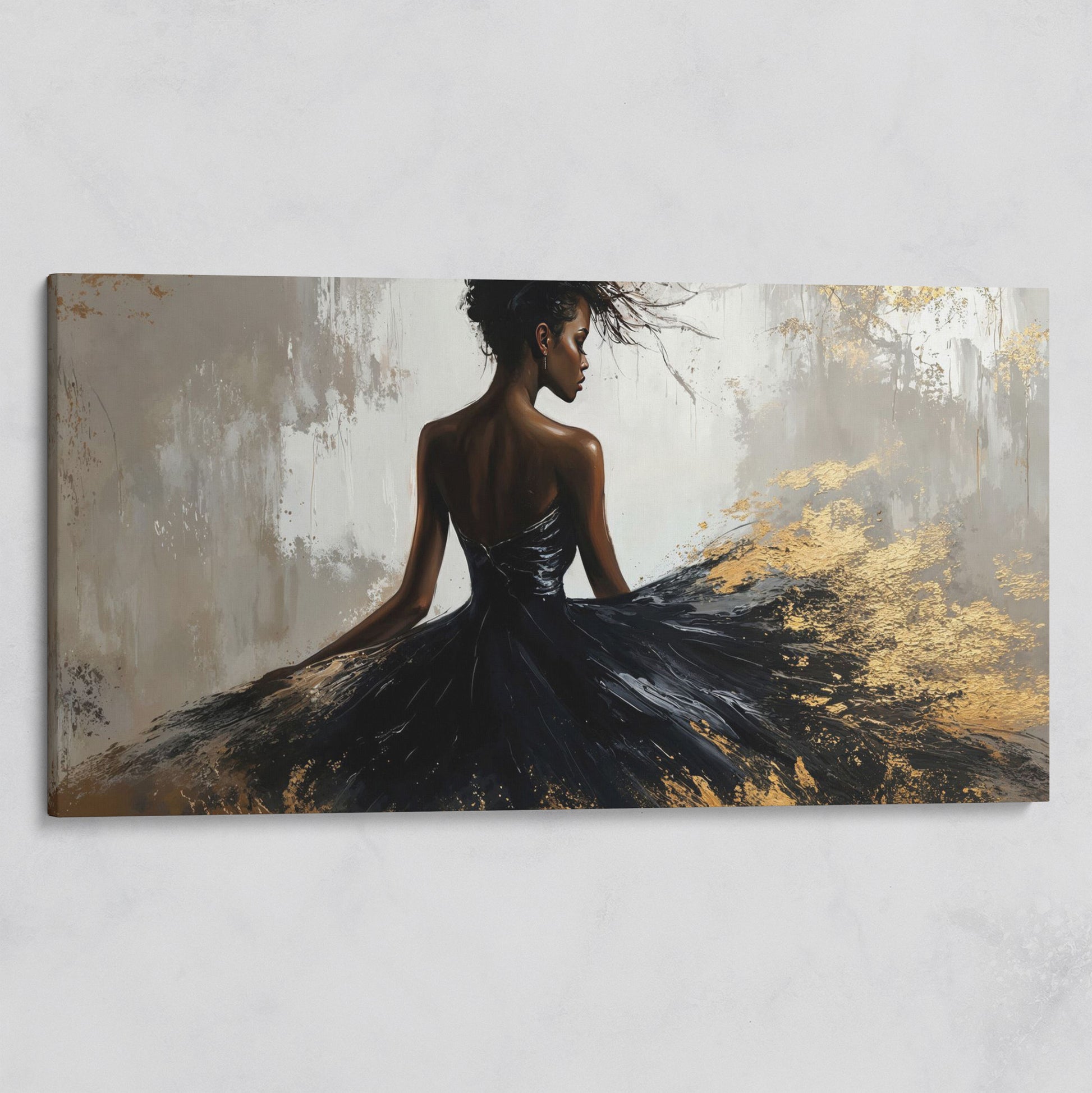 Woman in Black Dress Canvas Print on gallery wrap