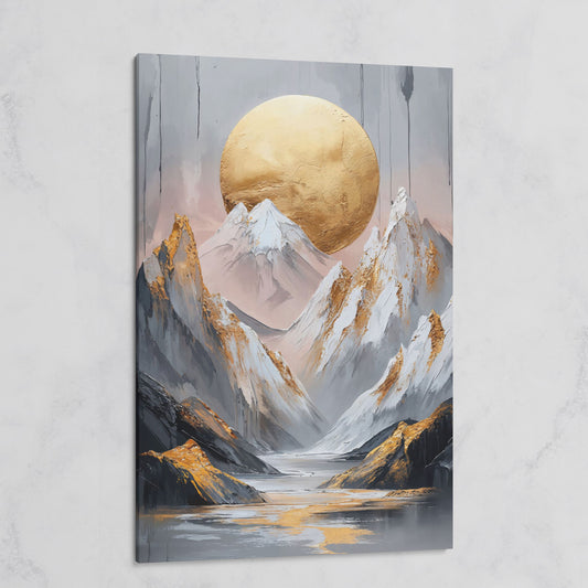 Mountain and Golden Moon Canvas on gallery wrap