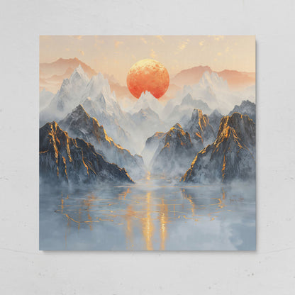 Sun Over Misty Mountains Canvas on gallery wrap