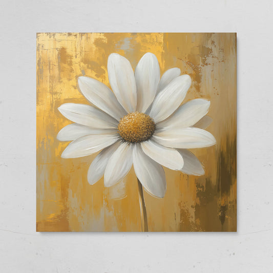 White and Gold Daisy Canvas on gallery wrap