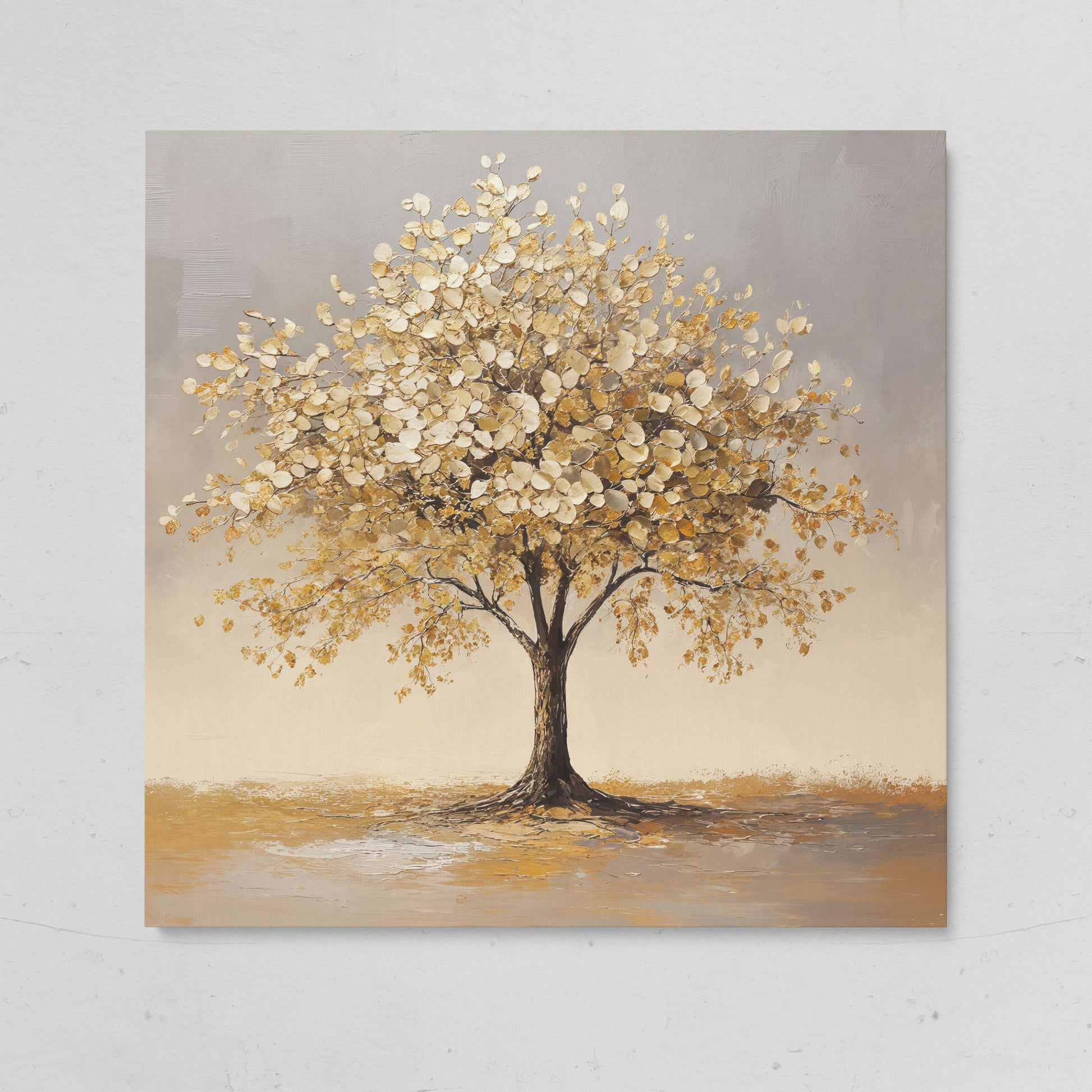 Golden Leaf Tree Square Canvas on gallery wrap