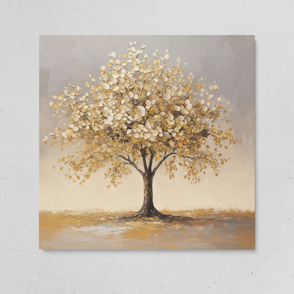 Golden Leaf Tree Square Canvas on gallery wrap