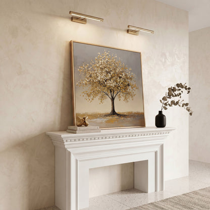 Golden Leaf Tree Square Canvas in white oak floating frame