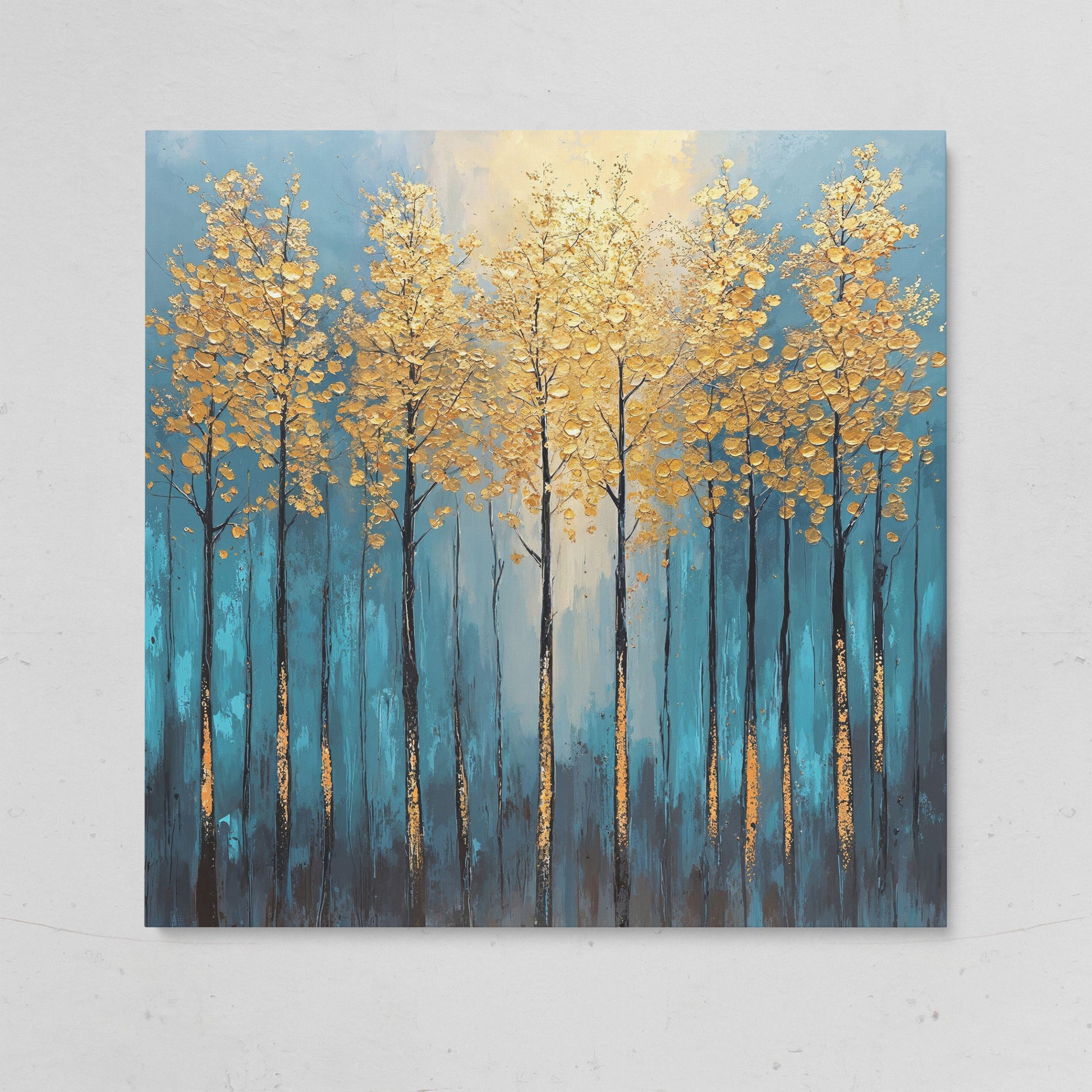 Abstract Trees with Golden Leaves Canvas on gallery wrap