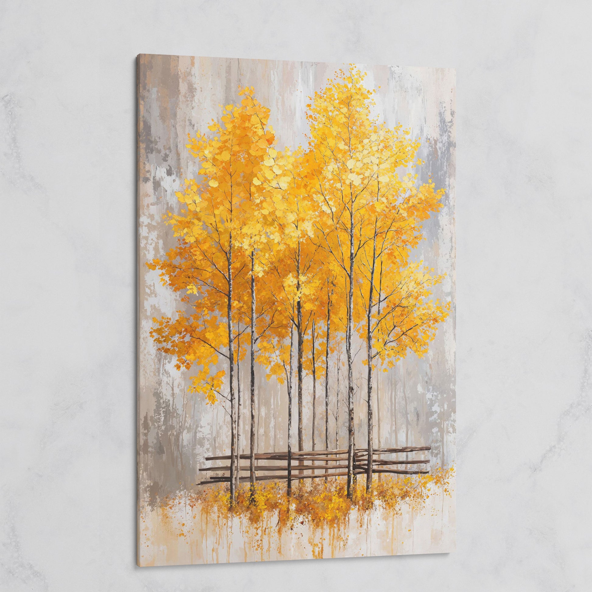 Autumnal Trees Canvas Print with Golden Fall Palette on gallery wrap