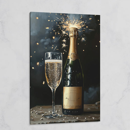 Festive Sparkling Wine Canvas Print on gallery wrap