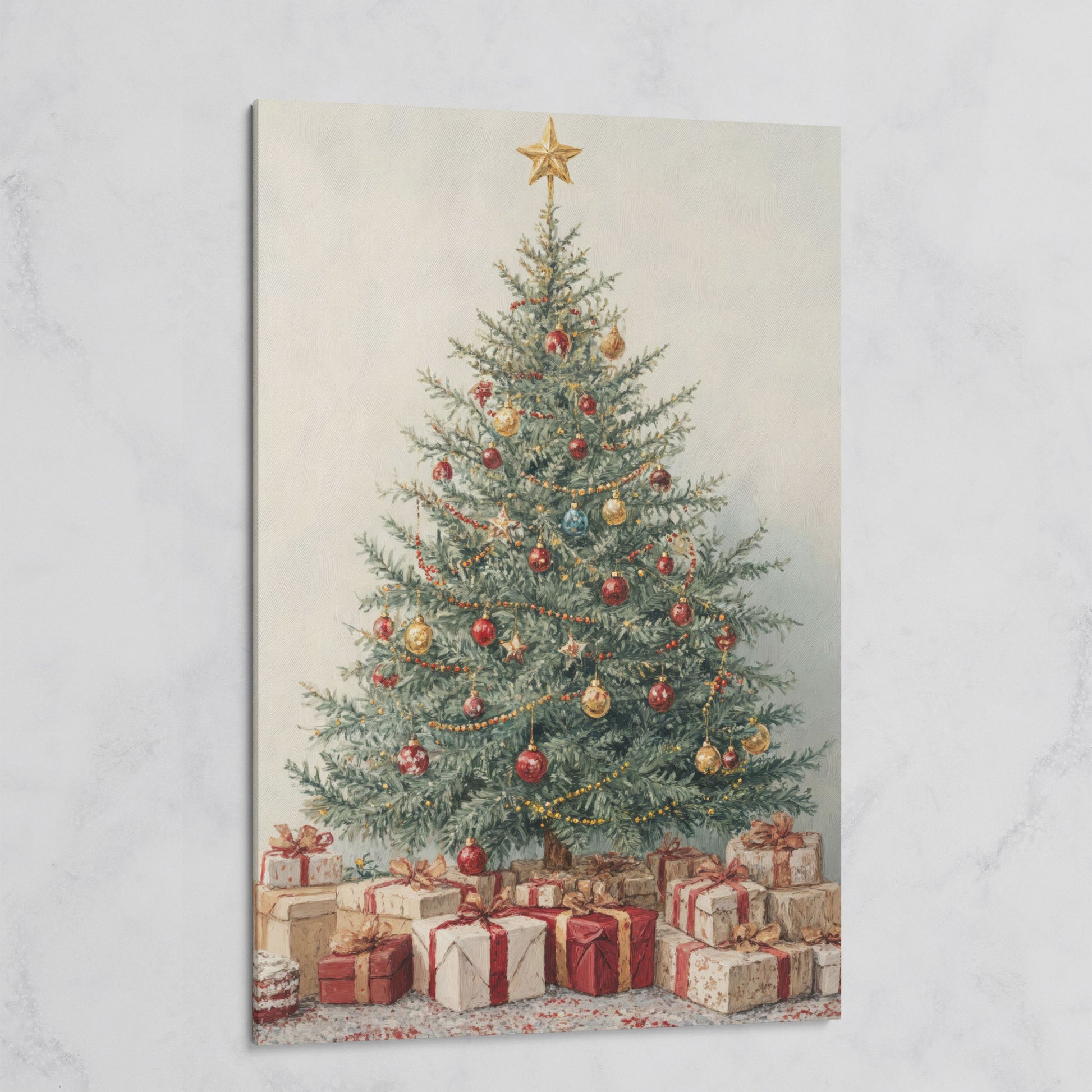 Christmas Tree with Presents Canvas Print on gallery wrap