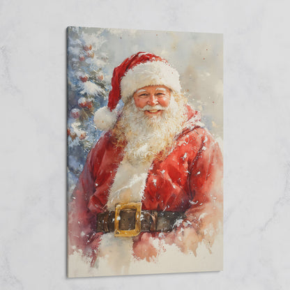 Happy Santa Claus Canvas Print in Watercolor on gallery wrap